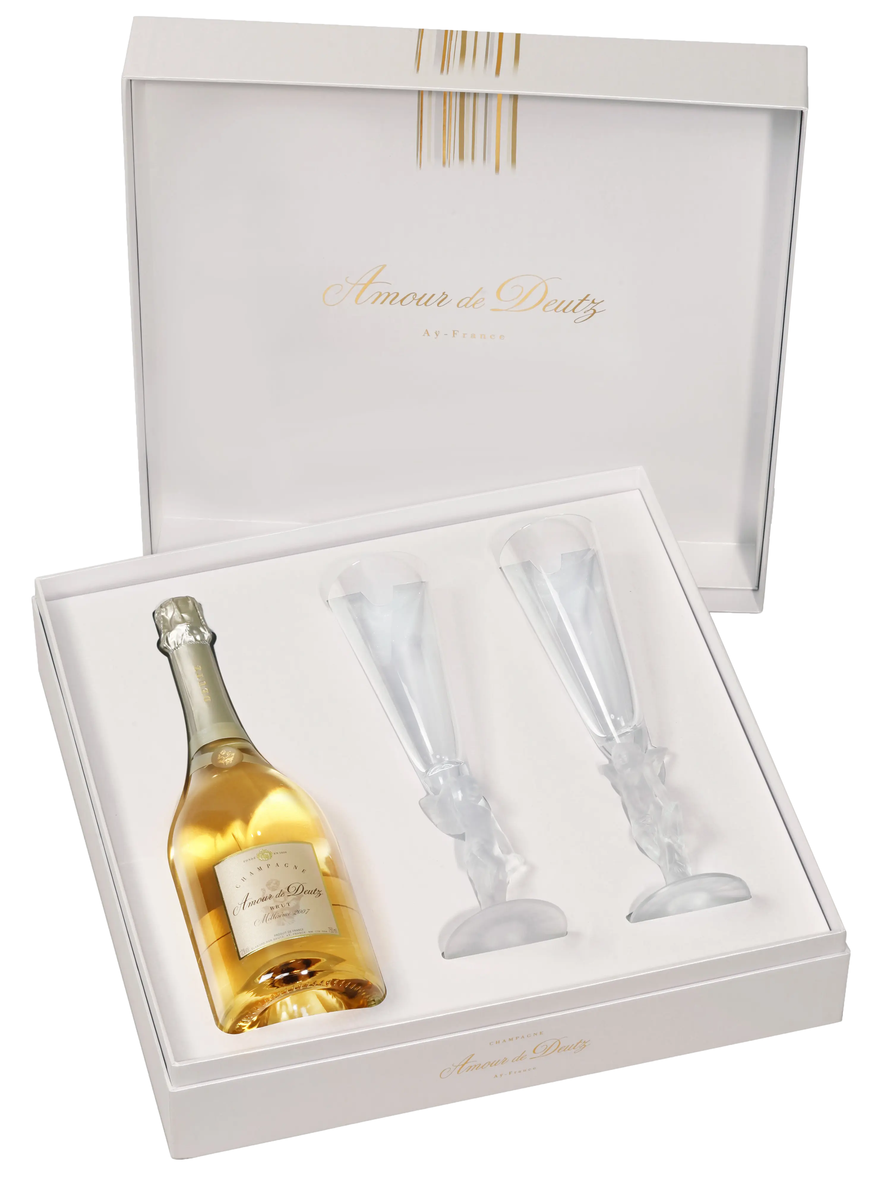 Deutz Amour de Deutz Blanc de Blancs Brut Millesime with Glasses, Champagne, France