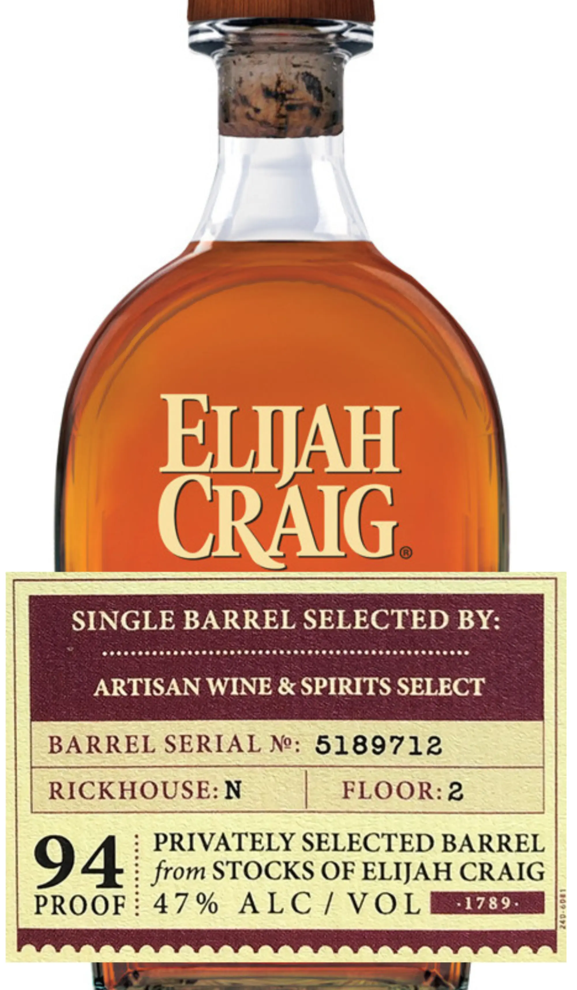 Elijah Craig Small Batch Single Barrel Select Kentucky Straight Bourbon Whisky, Kentucky, USA